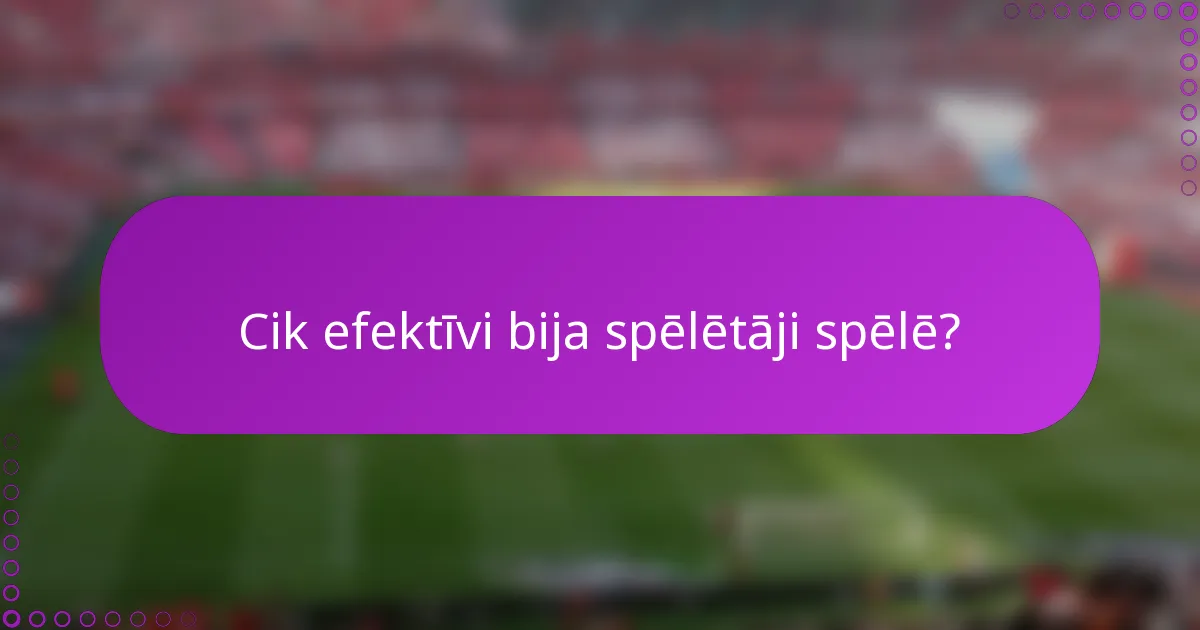 Cik efektīvi bija spēlētāji spēlē?
