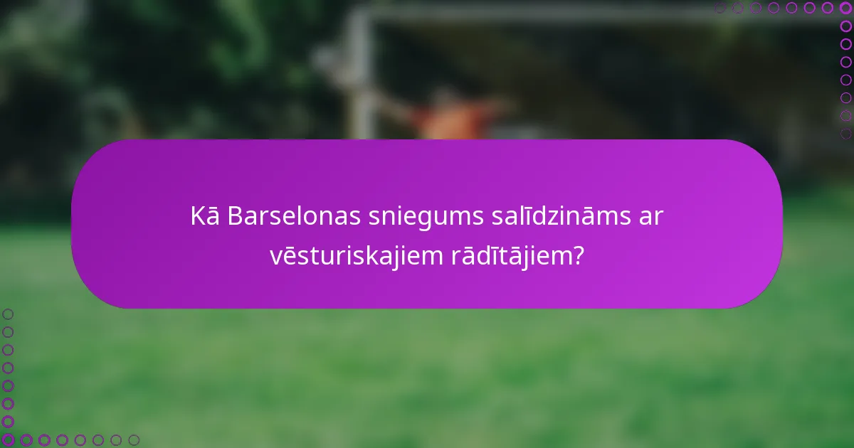 Kā Barselonas sniegums salīdzināms ar vēsturiskajiem rādītājiem?