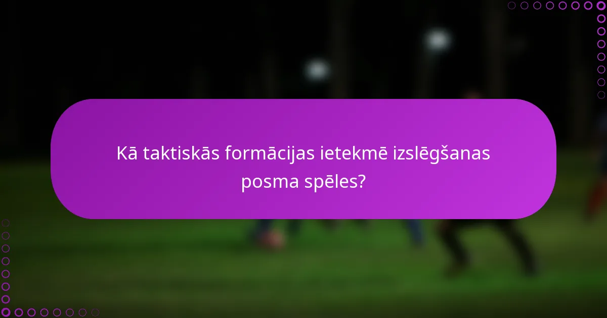 Kā taktiskās formācijas ietekmē izslēgšanas posma spēles?