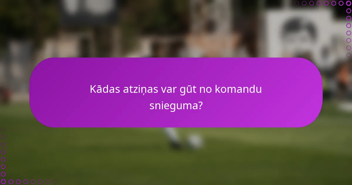 Kādas atziņas var gūt no komandu snieguma?