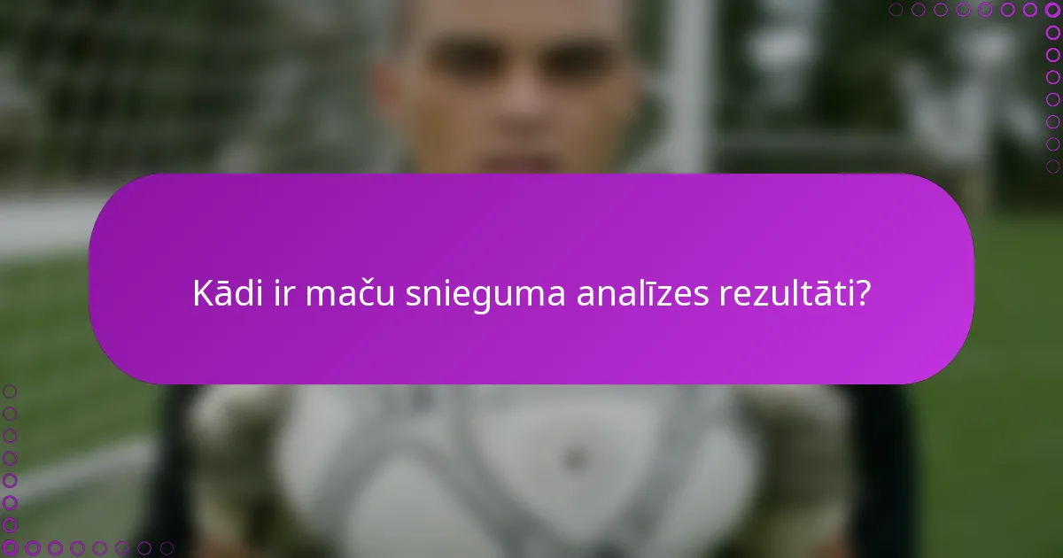 Kādi ir maču snieguma analīzes rezultāti?