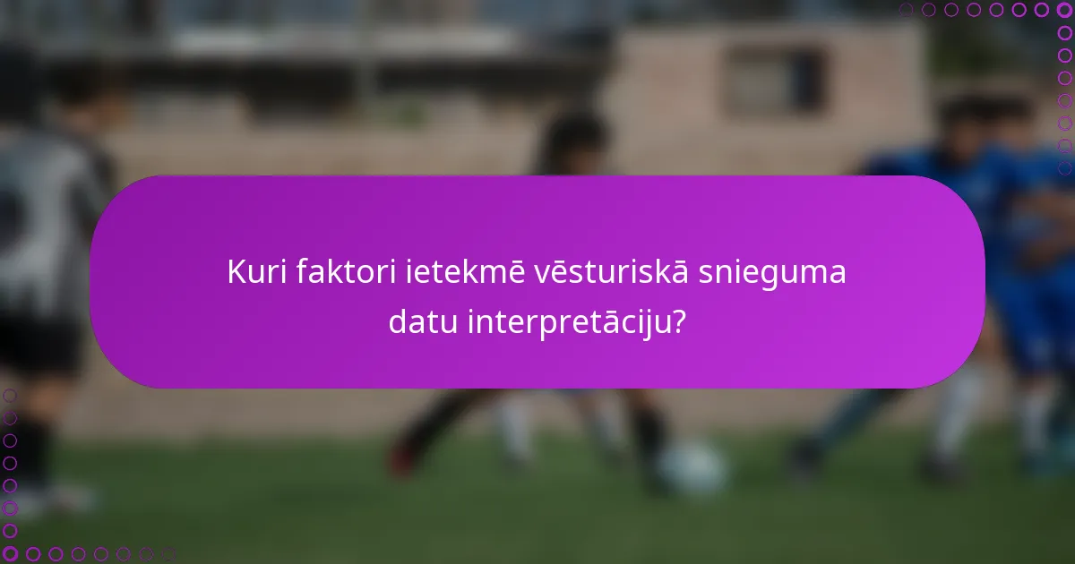Kuri faktori ietekmē vēsturiskā snieguma datu interpretāciju?